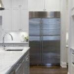 renovated kitchen with large fridge